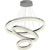 Circle 3 Light Pendant Light - Chrome, Crushed Glass