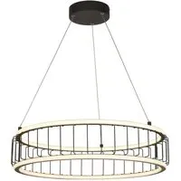 Circolo LED Large Drum Pendant Light - Black, Metal