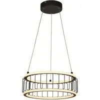 Circolo LED Small Drum Pendant Light - Black, Metal