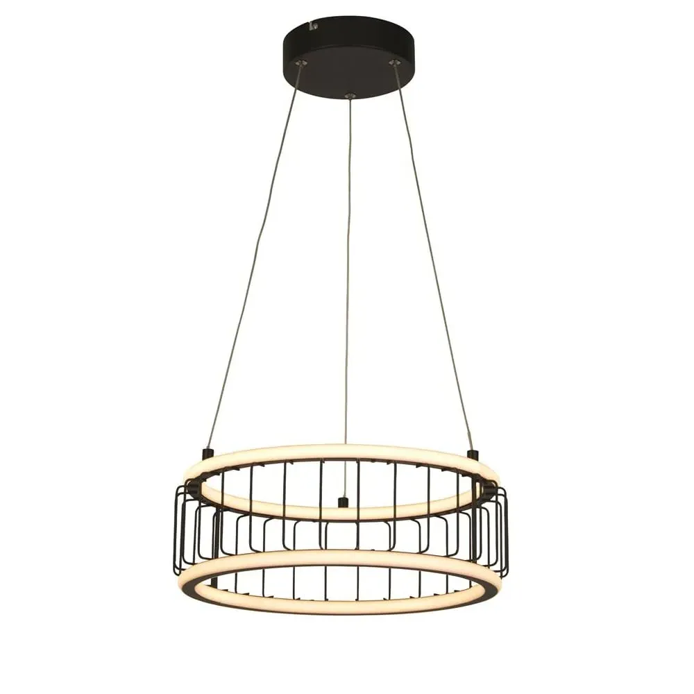 Circolo LED Small Drum Pendant Light - Black, Metal image