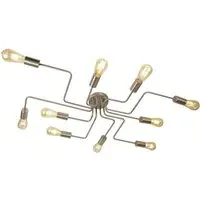 Circuit 10 Light Ceiling Flush Light - Satin Silver, Glass
