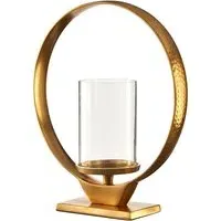 Circus Medium Glass Candle Holder - Gold, Aluminium