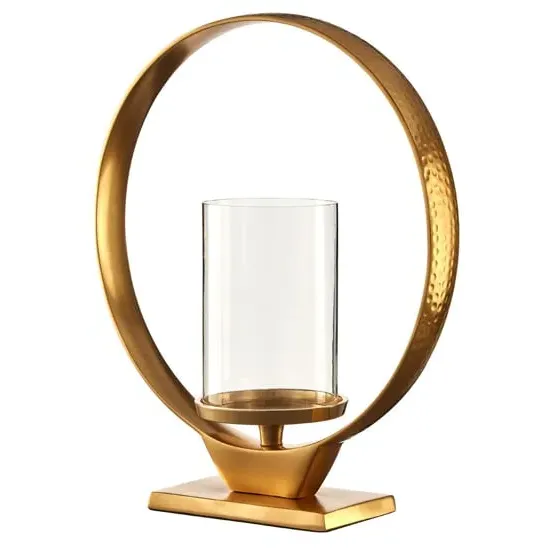 Circus Medium Glass Candle Holder - Gold, Aluminium