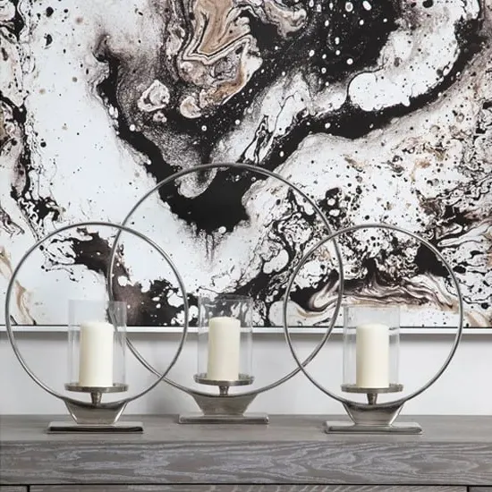 Circus Medium Glass Candle Holder - Silver, Aluminium