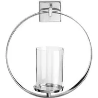 Circus Round Wall Sconce Glass Candle Holder - Silver