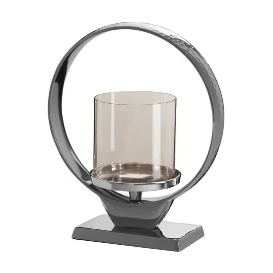 Circus Small Glass Candle Holder - Silver, Aluminium