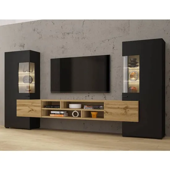 Citrus Entertainment Unit with Storage - Black, Wotan Oak image