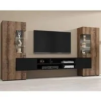 Citrus Entertainment Unit with Storage - Monastery Oak, Black
