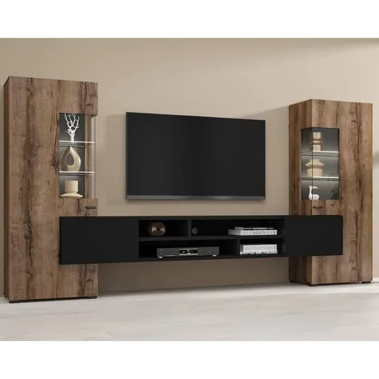 Citrus Entertainment Unit with Storage - Monastery Oak, Black
