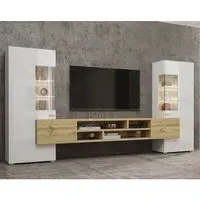 Citrus High Gloss Entertainment Unit - White, Wotan Oak