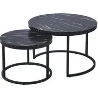 Citrus Round Nesting Coffee Tables - Black, MDF