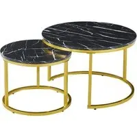 Citrus Round Nesting Coffee Tables - Black, MDF