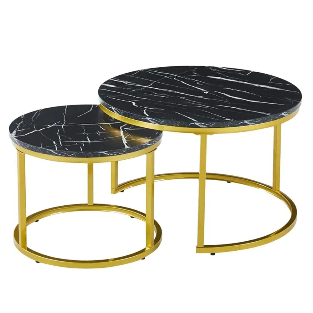 Citrus Round Nesting Coffee Tables - Black, MDF