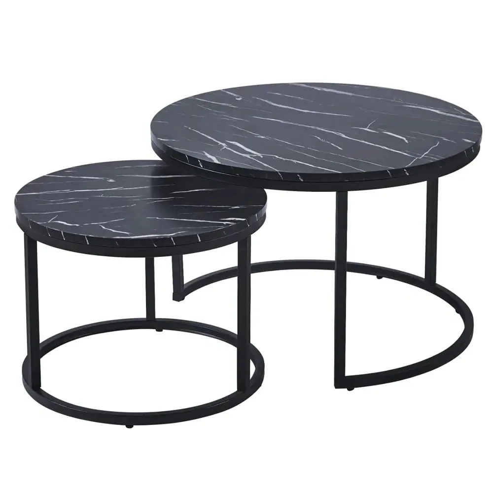 Citrus Round Nesting Coffee Tables - Black, MDF image