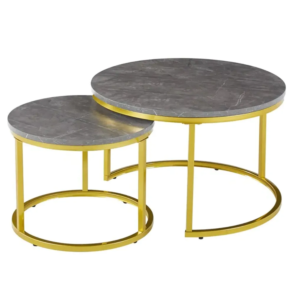 Citrus Round Nesting Coffee Tables - Grey, MDF