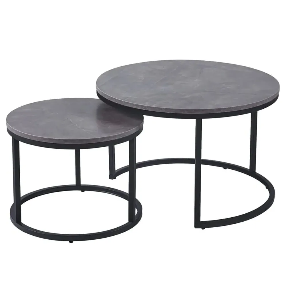 Citrus Round Nesting Coffee Tables - Grey, MDF