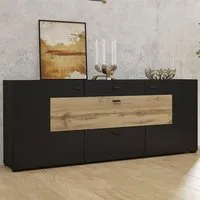 Citrus Sideboard with 3 Doors 2 Drawers - Black