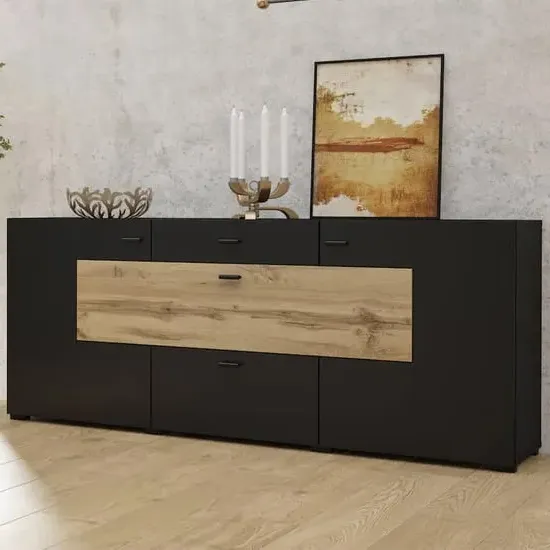 Citrus Sideboard with 3 Doors 2 Drawers - Black image