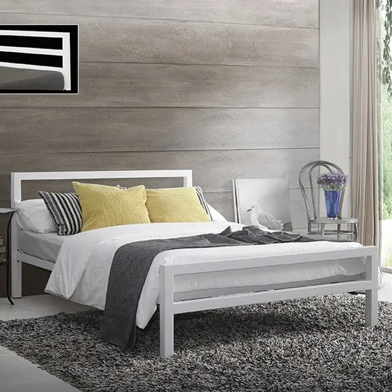 City Block Double Bed Frame - White, Metal