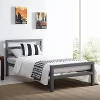 City Block Single Bed Frame - Grey, Metal alternate view