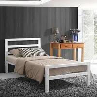City Block Single Bed Frame - White, Metal alternate view