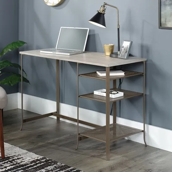 City Centre Laptop Desk - Champagne Oak, Metal
