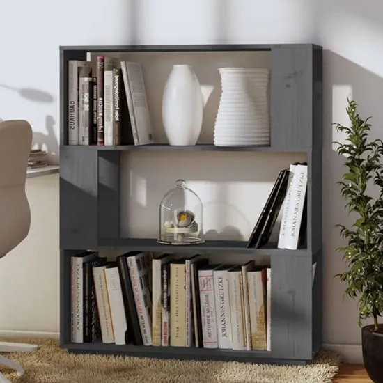Civilla Bookcase and Room Divider - Grey, Pinewood