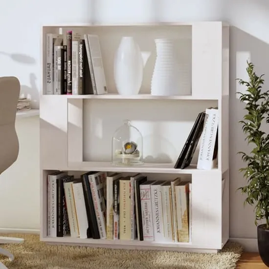 Civilla Bookcase and Room Divider - White, Pinewood