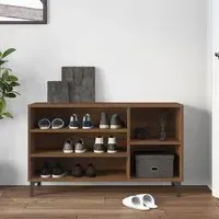 Clanton Shoe Storage Bench - Brown Oak, Engineered Wood