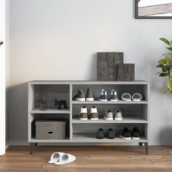 Clanton Shoe Storage Bench - Grey, Engineered Wood
