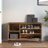 Clanton Shoe Storage Bench - Smoked Oak, Engineered Wood