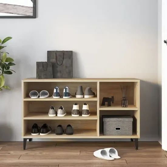 Clanton Shoe Storage Bench - Sonoma Oak, Engineered Wood