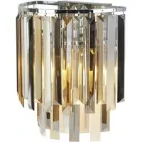 Clarissa 2 Light Crystal Drops Wall Light - Chrome