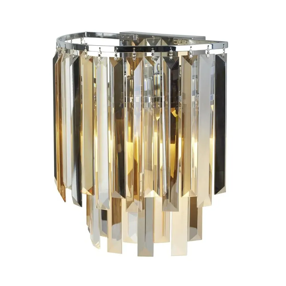 Clarissa 2 Light Crystal Drops Wall Light - Chrome image