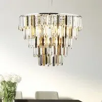 Clarissa 9 Light Pendant Light - Chrome, Crystal