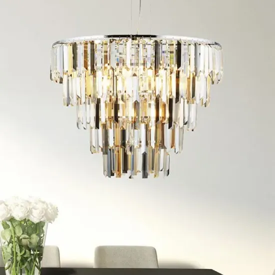 Clarissa 9 Light Pendant Light - Chrome, Crystal