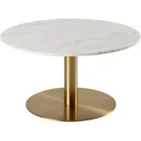 Clarkston Round Coffee Table - White, Marble