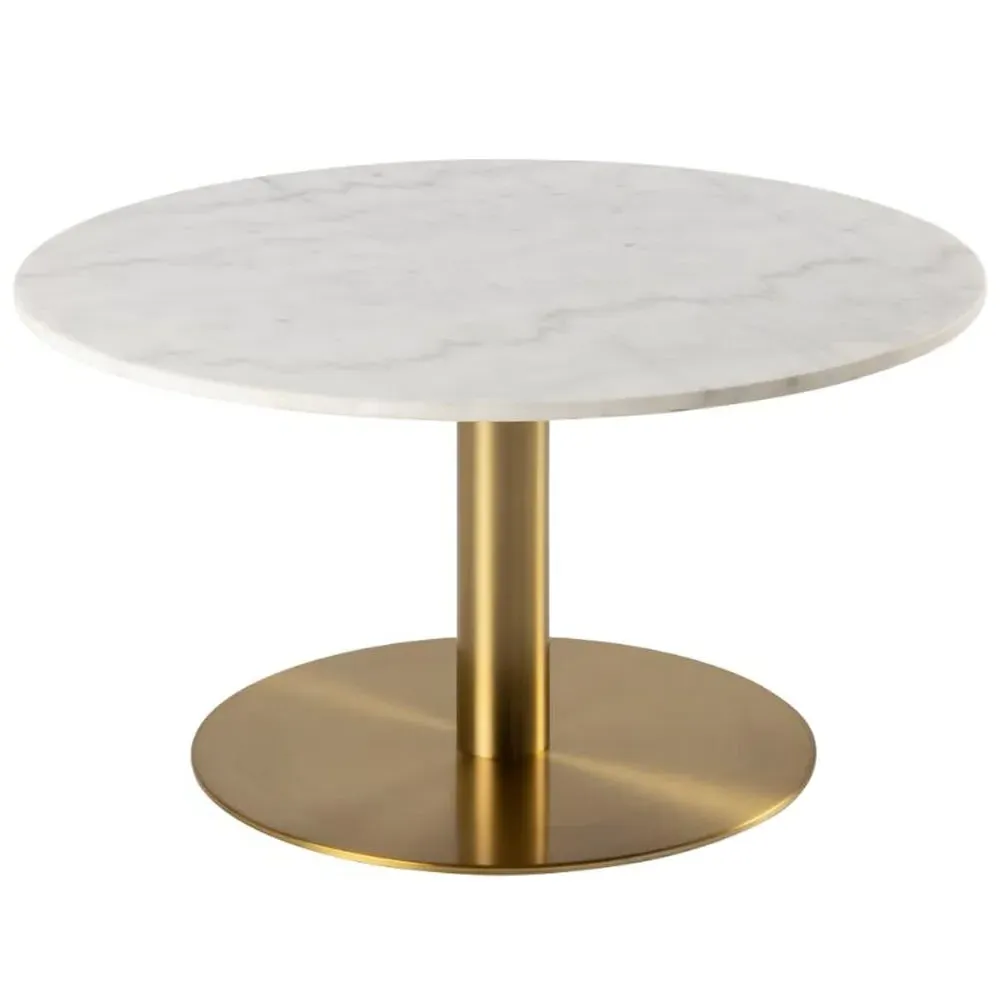 Clarkston Round Coffee Table - White, Marble image