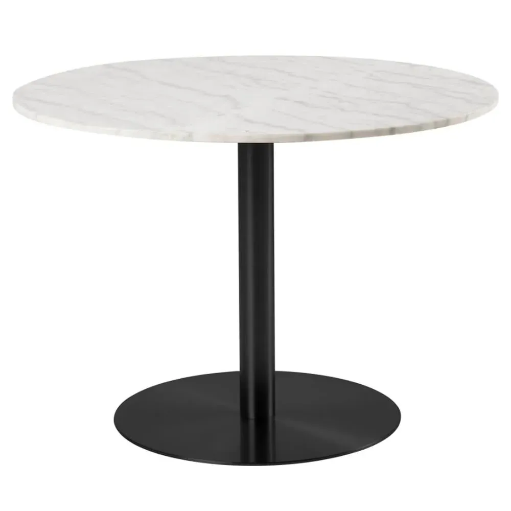Clarkston Round Dining Table - White, Marble