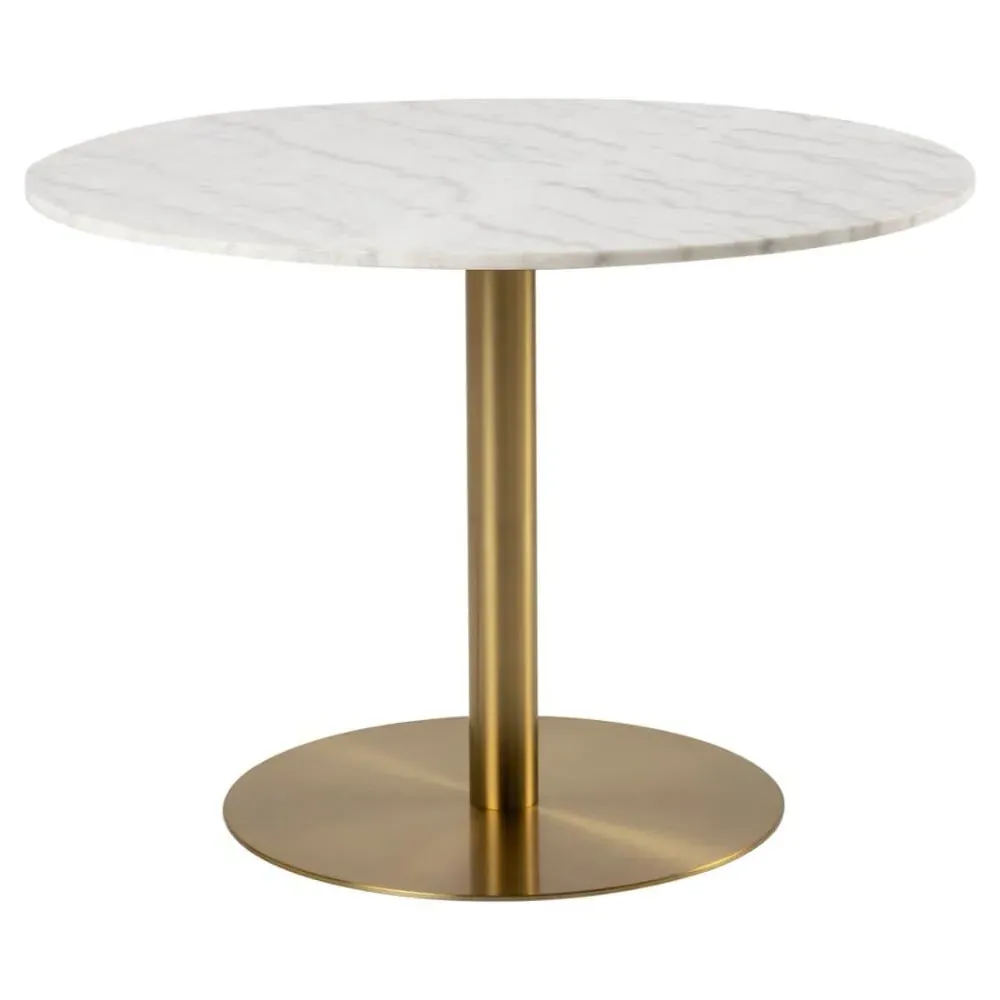 Clarkston Round Dining Table - White, Marble