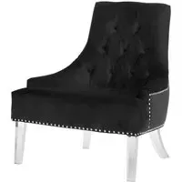 Clarox Button Tufted Accent Chair - Black, Velvet