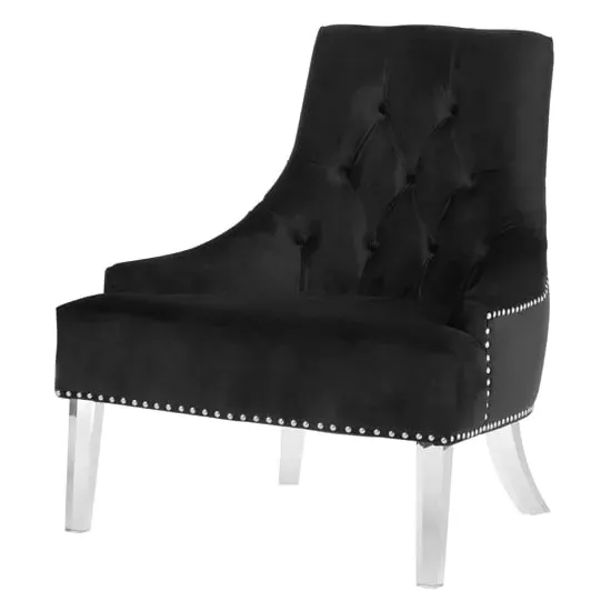 Clarox Button Tufted Accent Chair - Black, Velvet image
