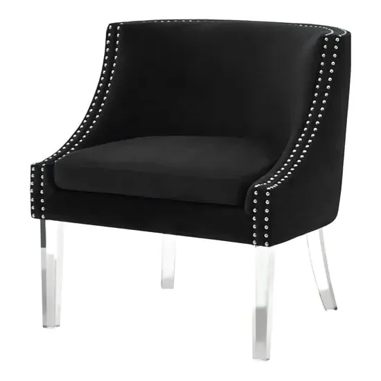 Clarox Curved Armchair - Black, Velvet