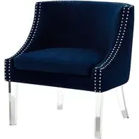 Clarox Curved Armchair - Blue, Velvet