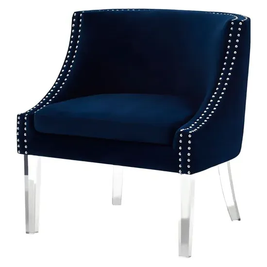 Clarox Curved Armchair - Blue, Velvet