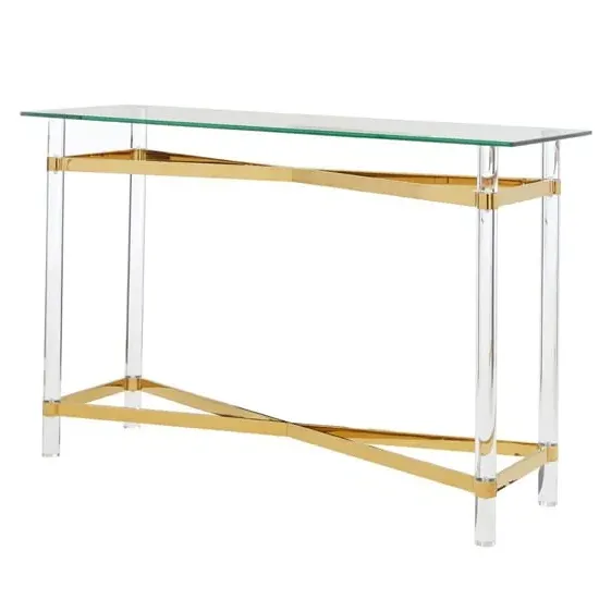 Clarox Rectangular Coffee Table - Clear, Gold