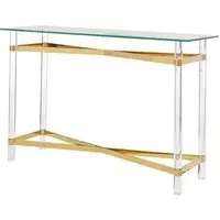 Clarox Rectangular Console Table - Clear, Gold