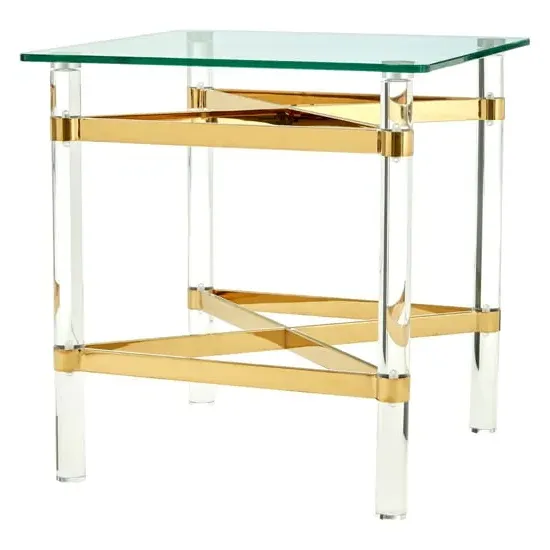 Clarox Square End Table - Clear, Gold image