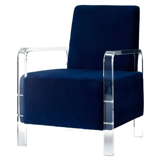 Clarox Upholstered Accent Chair - Blue, Velvet