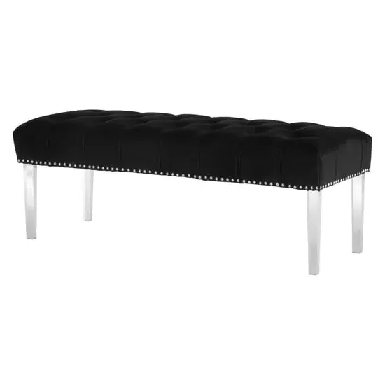 Clarox Upholstered Dining Bench - Black, Velvet